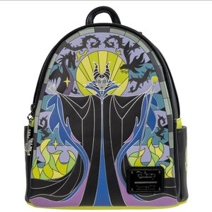 GRAIL-Disney Loungefly Maleficent Stained Glass Backpack-Nwt